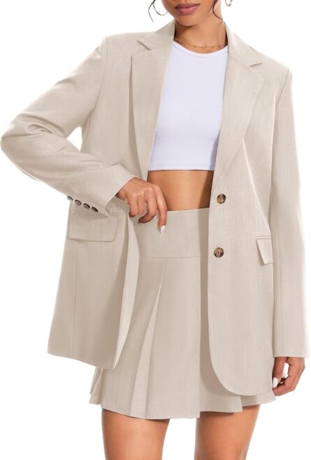 Pleated Skirt Blazer Co-Ord Set – Smart Casual Matching Outfit