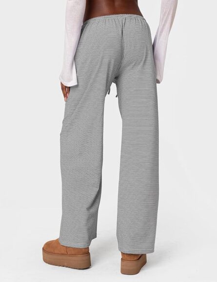 Women’s Striped Wide Leg Lounge Trousers - Image 5