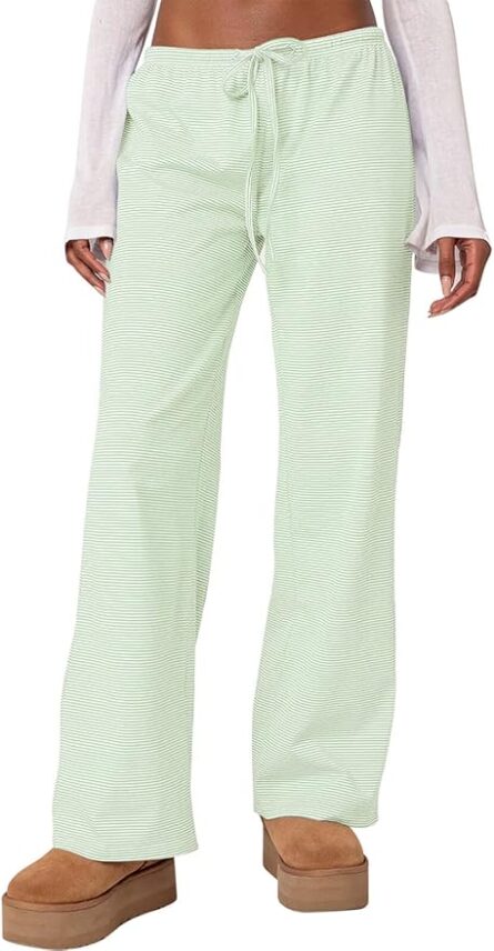 Women’s Striped Wide Leg Lounge Trousers - Image 7