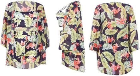 Floral Kimono Beach Co-Ord Set – Cardigan, Cami Top & Shorts - Image 4