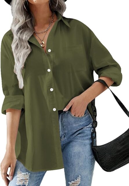 Women’s Oversized Button Down Boyfriend Shirt - Image 6