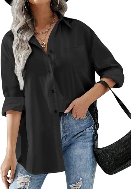 Women’s Oversized Button Down Boyfriend Shirt - Image 7