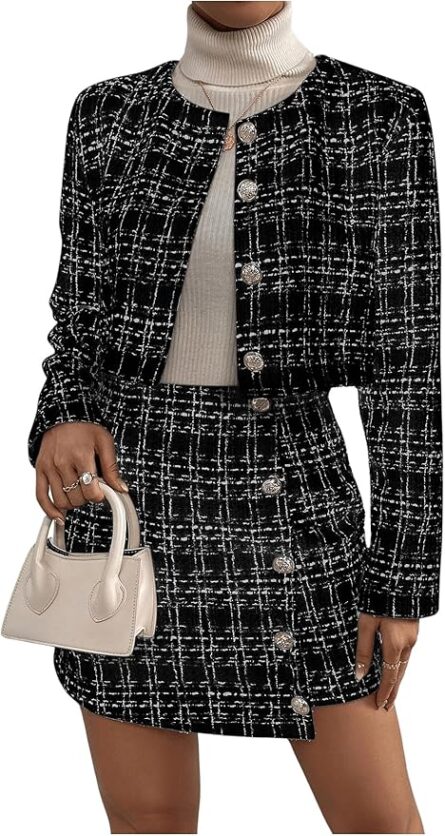 Plaid Tweed Blazer & Mini Skirt Co-Ord Set - Image 6