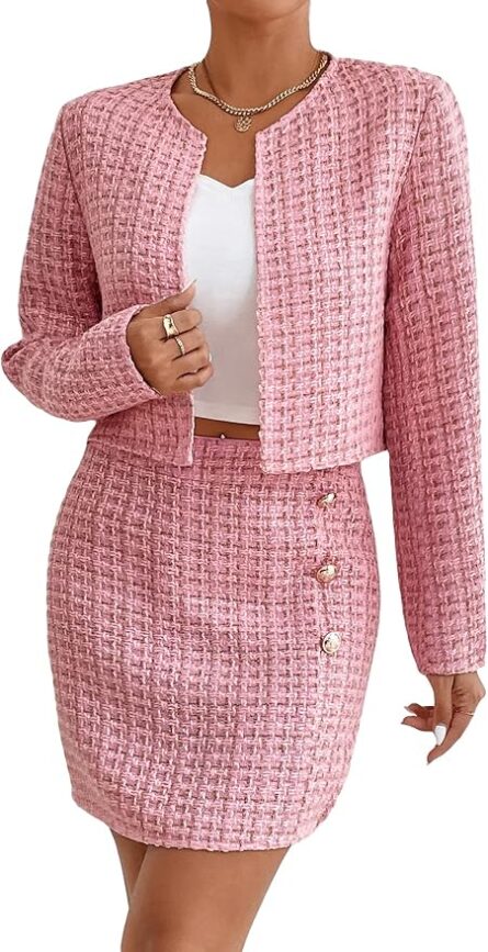 Plaid Tweed Blazer & Mini Skirt Co-Ord Set - Image 5