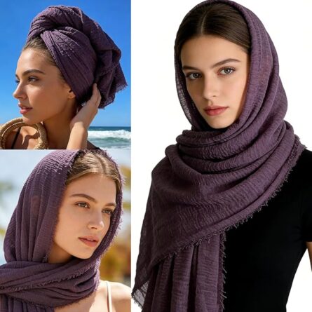 Soft Crinkle Cotton Blend Scarf Wrap - Image 3