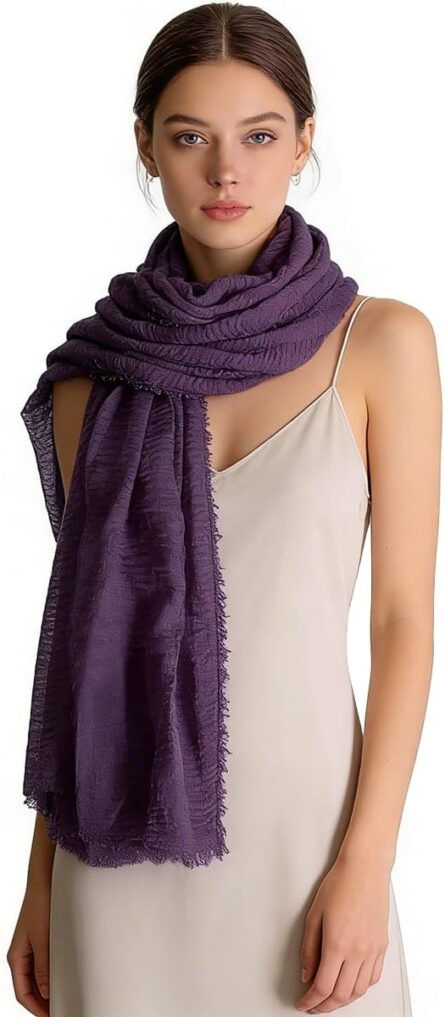 Soft Crinkle Cotton Blend Scarf Wrap - Image 5