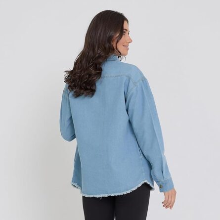 Women’s Oversized Denim Shacket Shirt - Image 4
