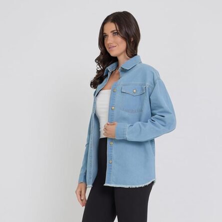 Women’s Oversized Denim Shacket Shirt - Image 3