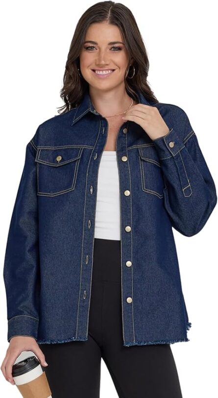 Women’s Oversized Denim Shacket Shirt - Image 5