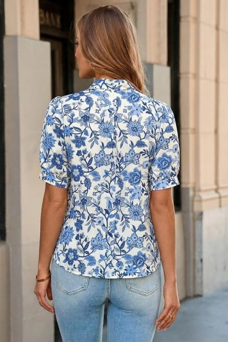 Women’s Bow Tie V Neck Work Blouse - Image 4