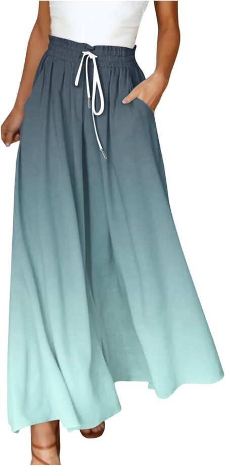 Women’s Gradient Wide Leg Trousers with Pockets - Image 3