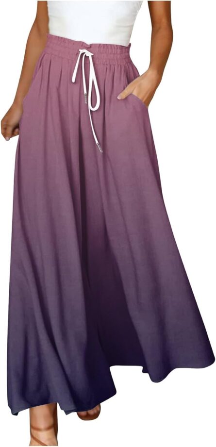 Women’s Gradient Wide Leg Trousers with Pockets - Image 7
