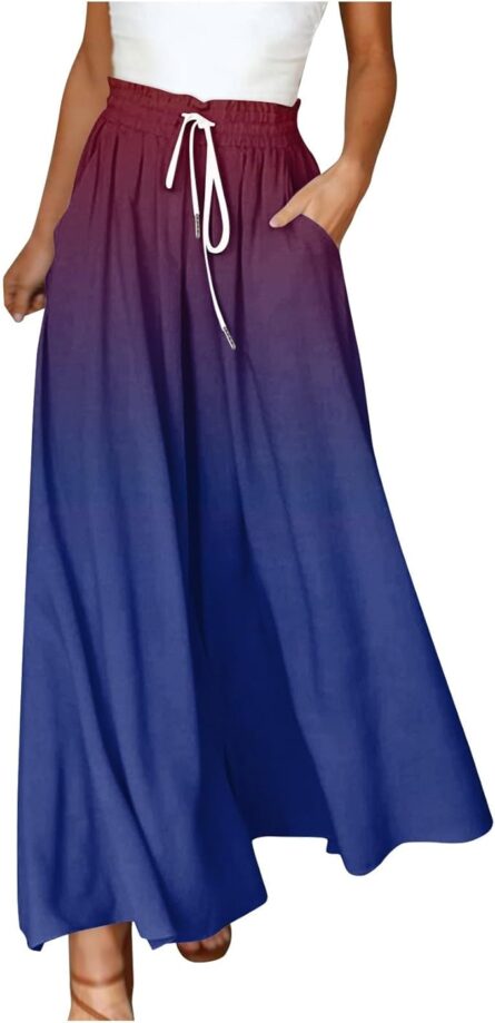 Women’s Gradient Wide Leg Trousers with Pockets - Image 8