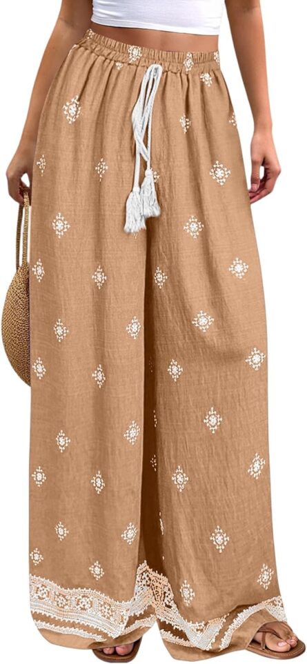 Women’s Floral Wide Leg Palazzo Trousers - Image 3