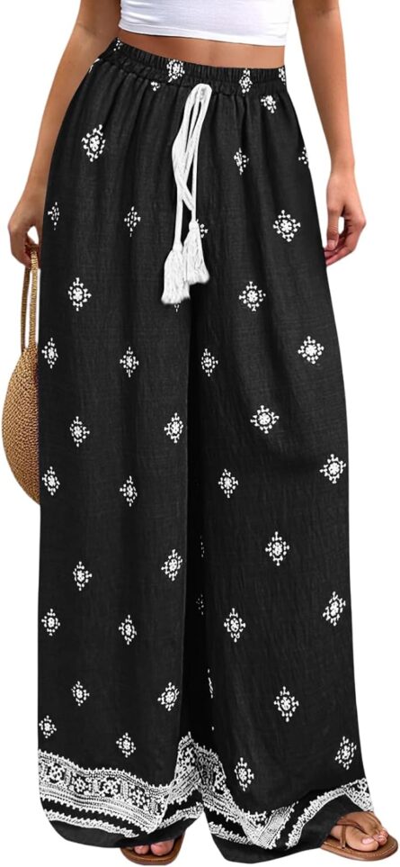 Women’s Floral Wide Leg Palazzo Trousers - Image 4