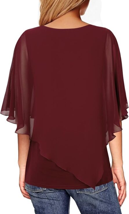 Women’s Printed Chiffon Poncho Blouse - Image 6
