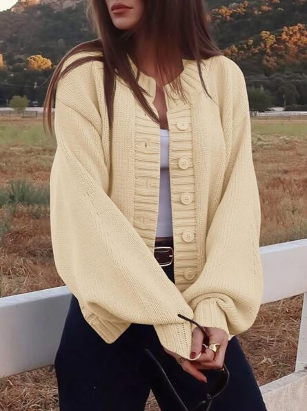 Women’s Loose Fit Knit Cardigan - Image 3