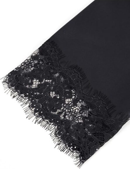 Women’s Satin Lace Tee Shirt Asymmetrical Oversized Top - Image 5