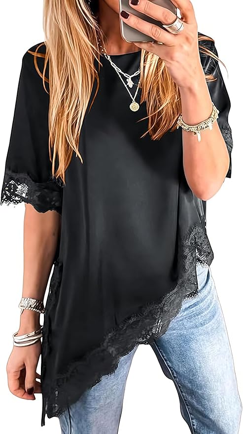 Women-lace-T-shirt-black