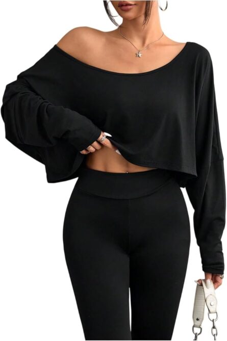 Women’s Off Shoulder Cropped Long Sleeve Top - Image 7
