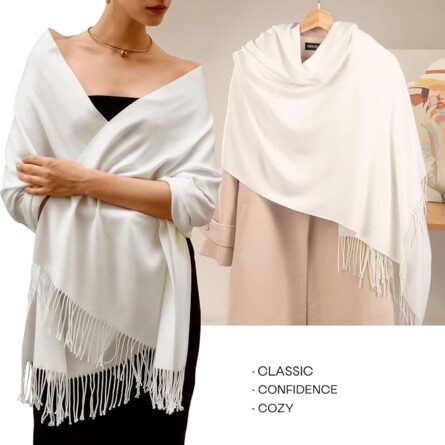 Elegant Pashmina Shawl Wrap – Evening & Wedding Scarf - Image 3