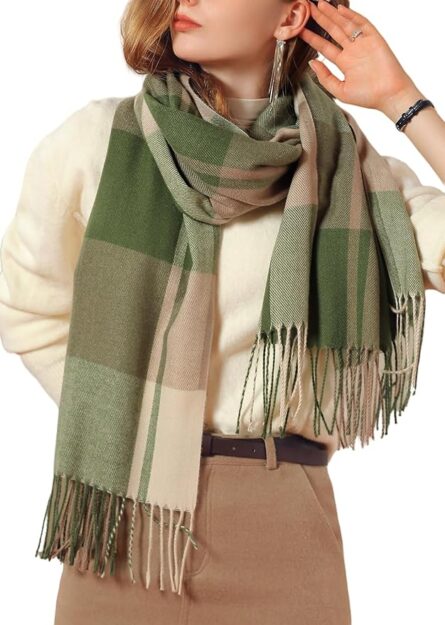 Plaid Tassel Winter Scarf – Cashmere Feel Shawl Wrap - Image 7