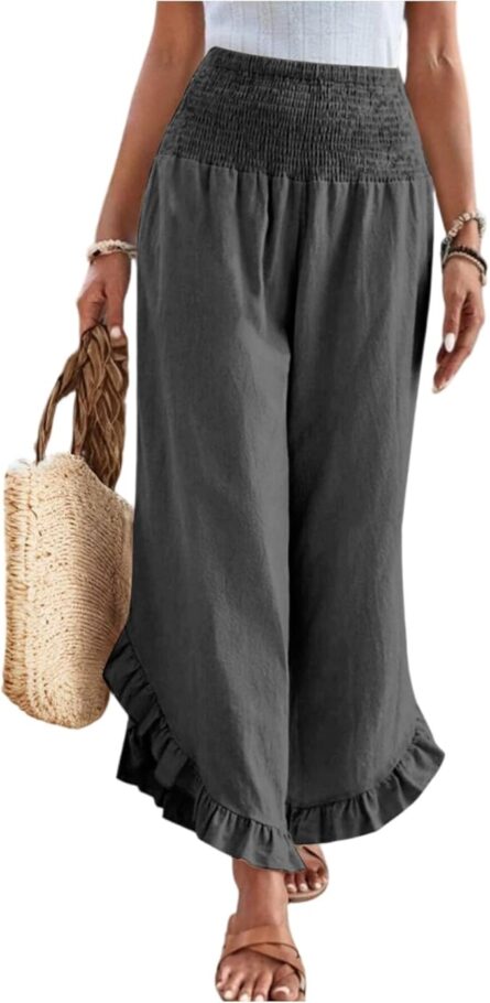 Women’s High Waist Pleated Wide Leg Trousers - Image 9