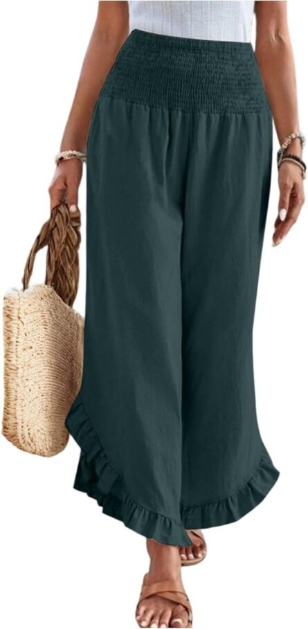 Women’s High Waist Pleated Wide Leg Trousers - Image 8