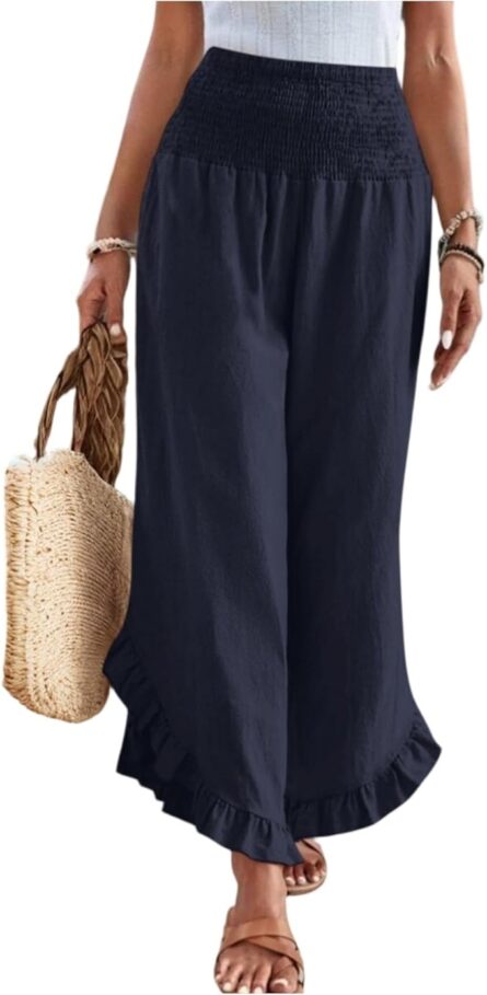 Women’s High Waist Pleated Wide Leg Trousers - Image 7