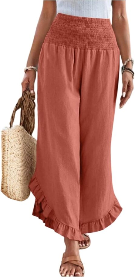 Women’s High Waist Pleated Wide Leg Trousers - Image 3