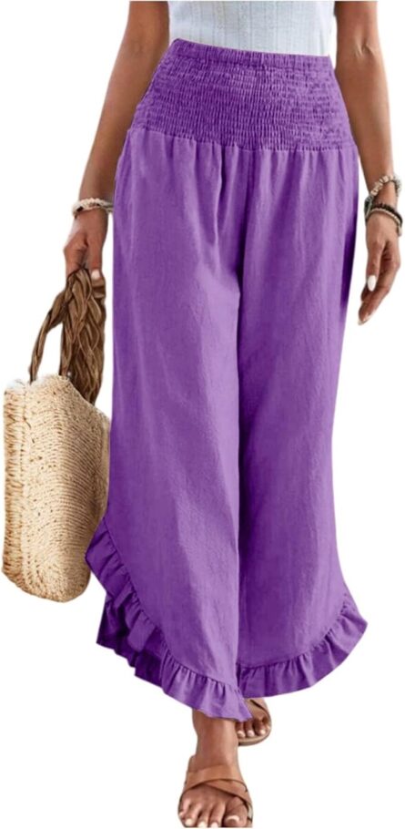 Women’s High Waist Pleated Wide Leg Trousers - Image 4