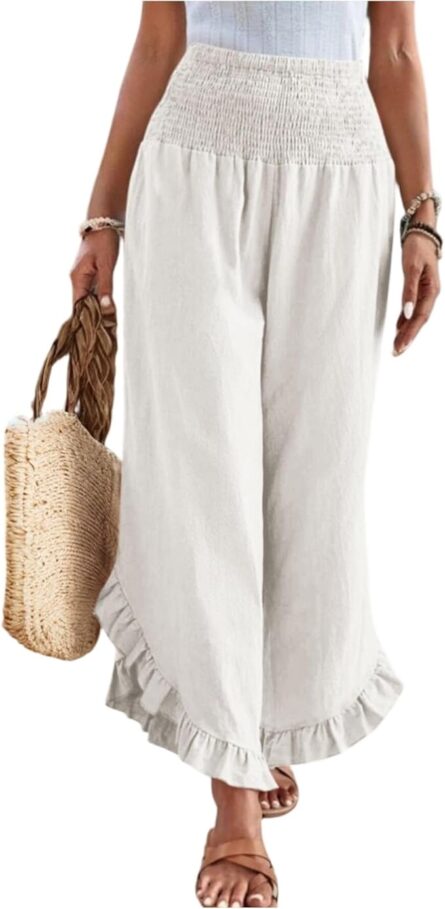 Women’s High Waist Pleated Wide Leg Trousers - Image 5