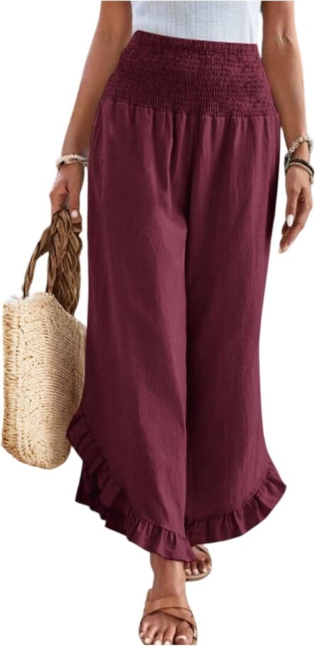 Women’s High Waist Pleated Wide Leg Trousers - Image 6