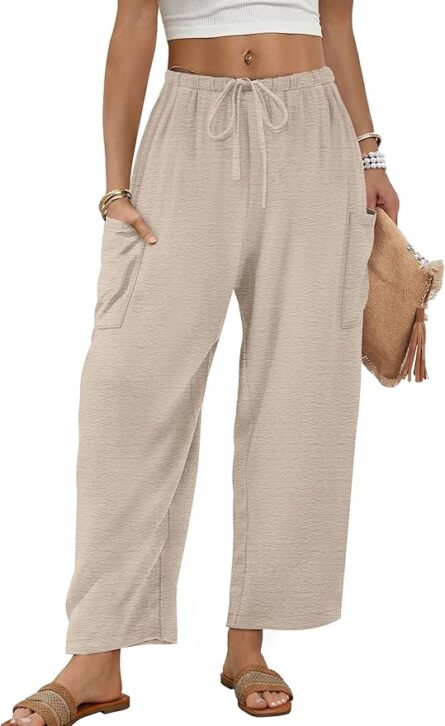 Women’s Wide Leg Palazzo Trousers with Pockets - Image 2