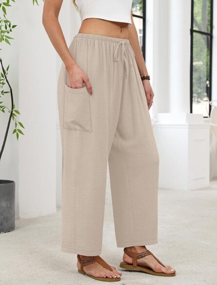 Women’s Wide Leg Palazzo Trousers with Pockets - Image 3