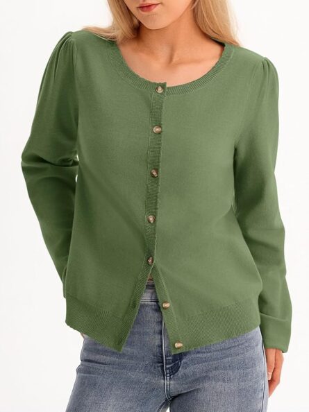Women’s Puff Sleeve Knit Cardigan - Image 6