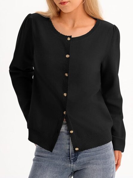 Women’s Puff Sleeve Knit Cardigan - Image 7