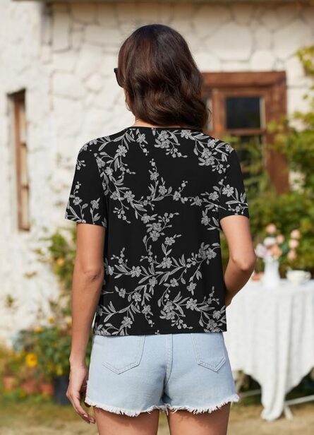 Women’s Floral Tie Front Peplum Crop Top - Image 5