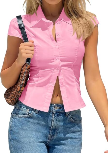 Women’s Cropped Button Down Collared Top - Image 6