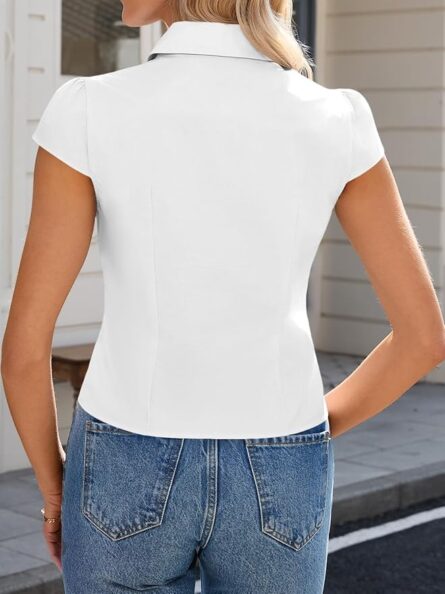 Women’s Cropped Button Down Collared Top - Image 5