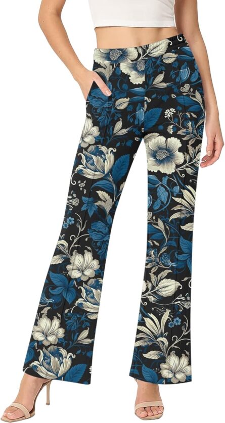 Women’s High Waisted Flare Trousers with Pockets