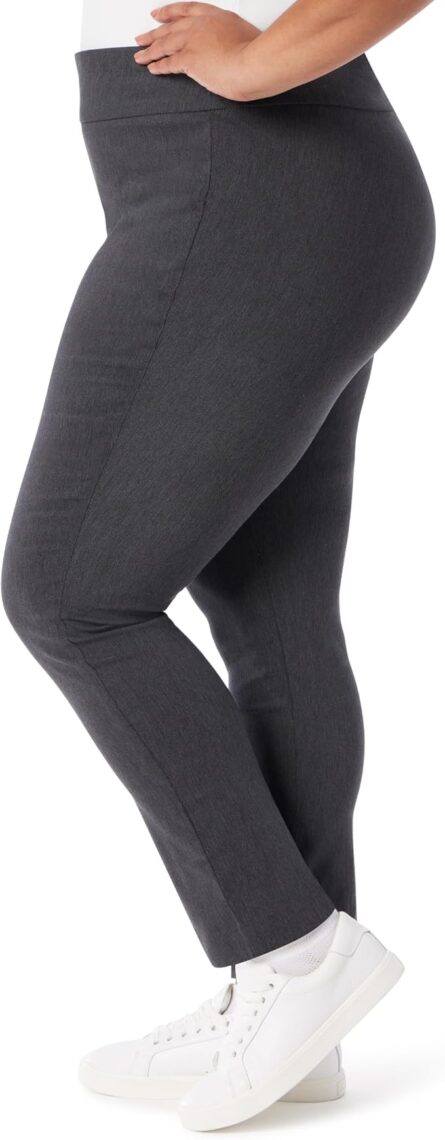 Women’s Mid Rise Slim Straight Trousers with Tummy Control - Image 3