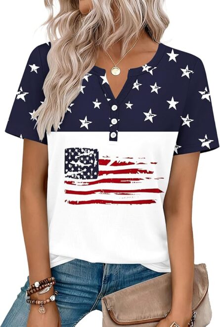 Women’s V Neck Short Sleeve Casual Shirt - Image 6