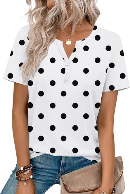 Women’s V Neck Short Sleeve Casual Shirt - Image 7