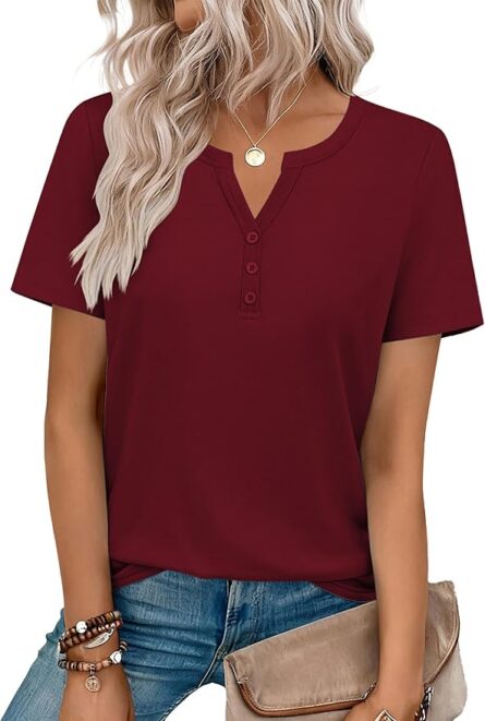 Women’s V Neck Short Sleeve Casual Shirt - Image 5