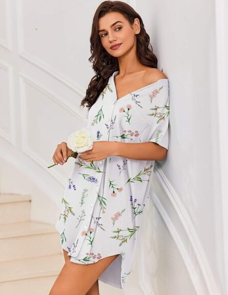 Women's Button Front Nightshirt Dress - Image 2