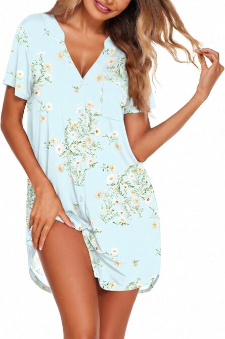 Women's Button Front Nightshirt Dress - Image 4