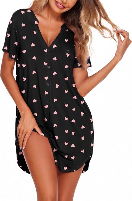 Women's Button Front Nightshirt Dress - Image 7