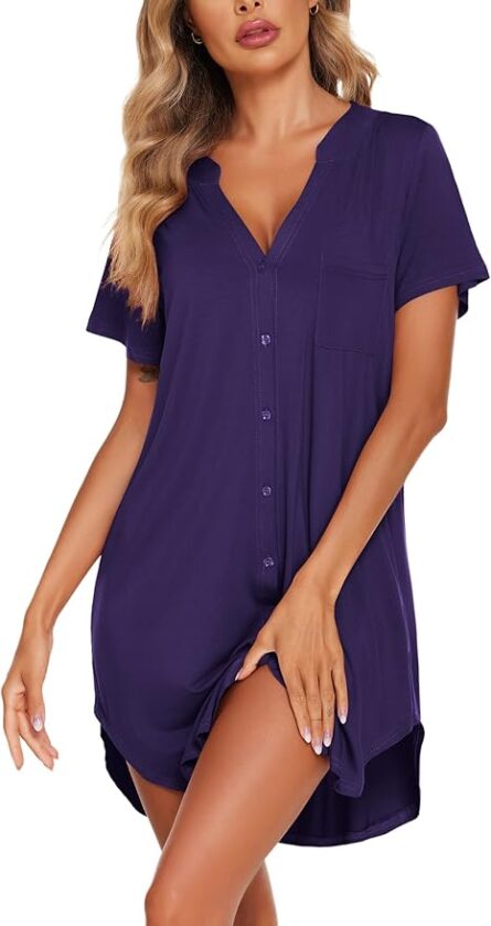 Women's Button Front Nightshirt Dress - Image 8