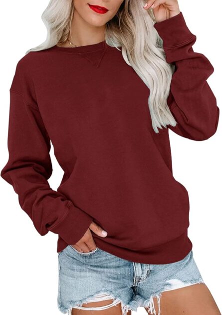 Women's Relaxed Fit Crew Neck Sweatshirt – Soft Everyday Casual Pullover - Image 9